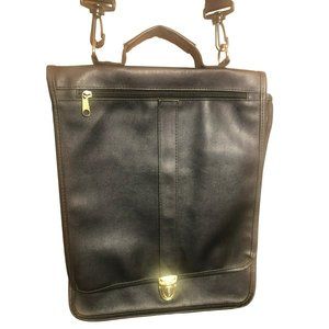 2006 GNBI Black Leather Briefcase Laptop Expandable Carry Case w/Pockets